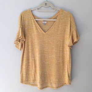 Yellow flutter sleeve soft tee
